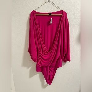 NWT Torrid Vibrant Pink Draped Bodysuit - new with tag